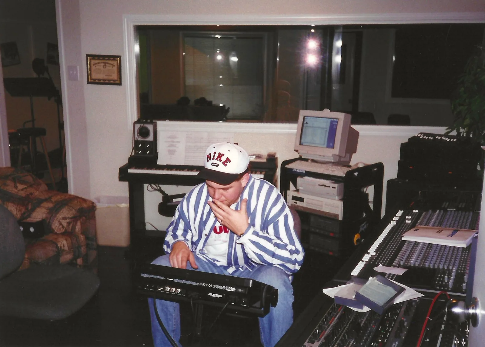 Young Jeremy Moyers engineering a recording session