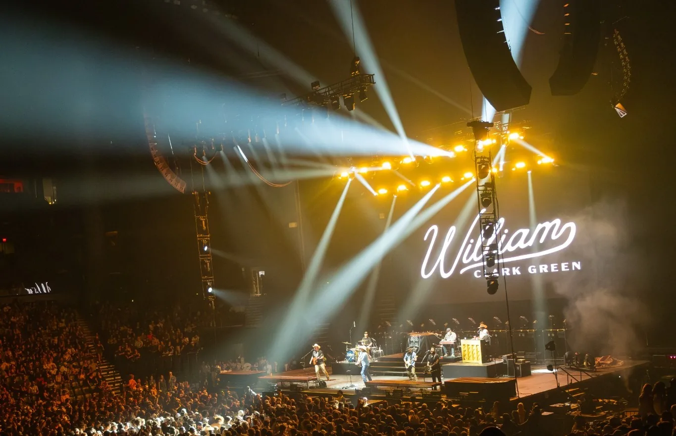 William Clark Green arena performance with stage and crowd